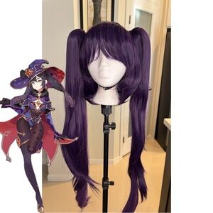 Mona Megistus Genshin Impact Purple Cosplay Anime Wig with Twin Tails